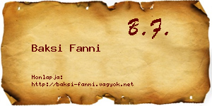 Baksi Fanni névjegykártya