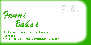 fanni baksi business card